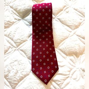 AMERICAN LIVING Necktie Red & Blue 100% Silk Handmade Excellent Condition